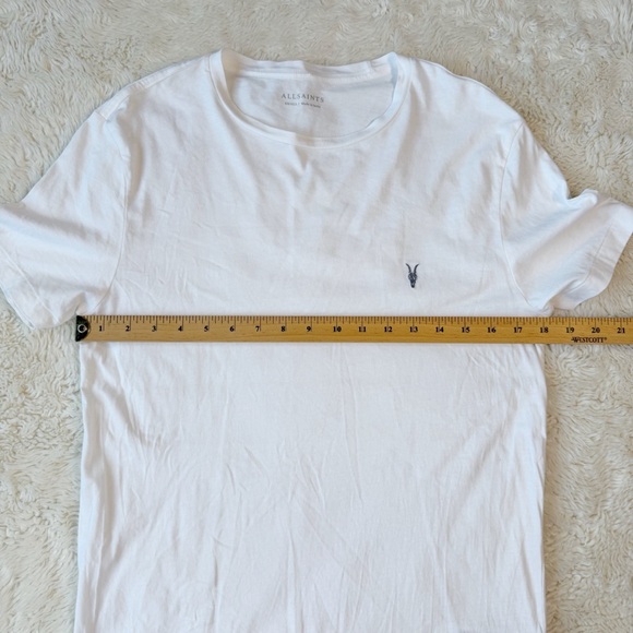 All Saints Men White Tonic Crew Embroidered Ramskull Cotton T-Shirts SMALL - Picture 5 of 7